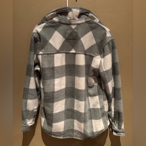Green and White Plaid Sherpa Jacket - Picture 3 of 5